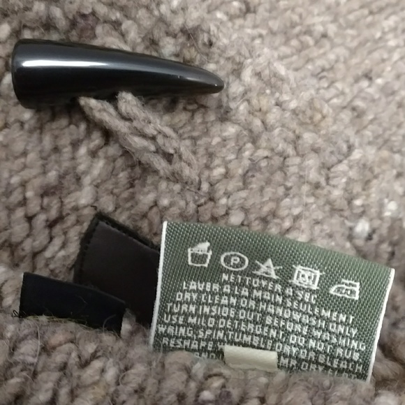 Irish Sweater Jacket Cardigan Coat Natural Neutral Fun Shaggy Collar frt Pockets - Picture 7 of 8